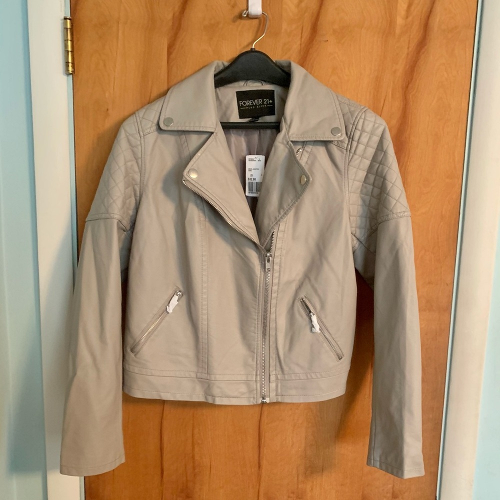 Host Pick 🎉 Forever 21_(NWT) Faux Leather Motto Jacket_ 2X